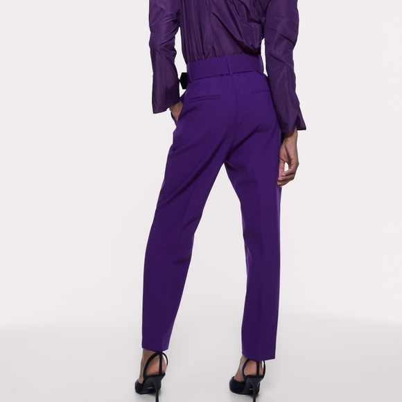 Zara | Pants \u0026 Jumpsuits | Amethyst Purple High Waisted Belted Pants |  Poshmark